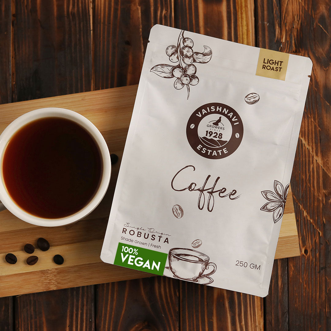 Vegan Light Roast Pure Robusta Coffee Powder