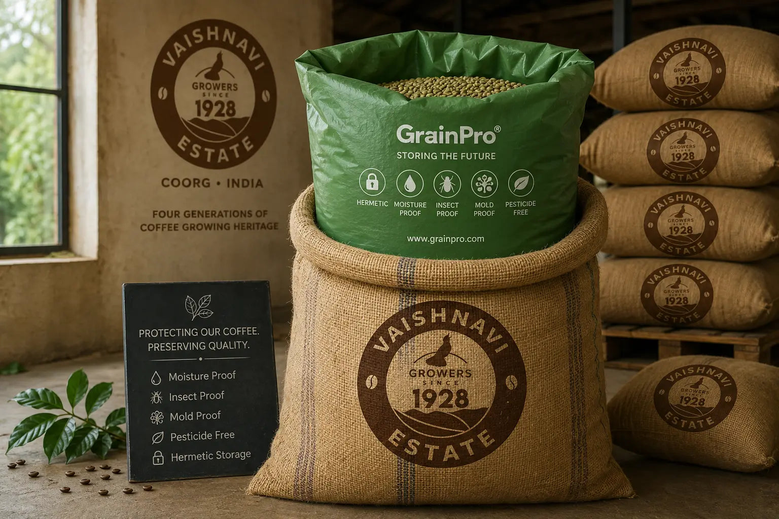 Why Vaishnavi Estate Uses GrainPro Bags for Coffee Cherry Storage